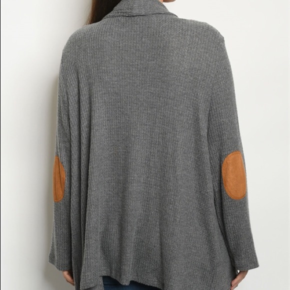 HONEY PUNCH CHARCOAL PLUS SIZE SWEATER CARDIGAN - Picture 3 of 3